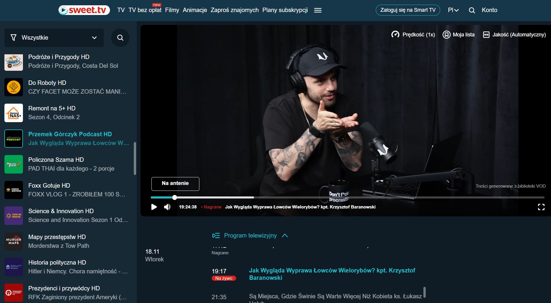 Czołowy podcaster z własnym kanałem FAST. Nowe stacje muzyczne za darmo