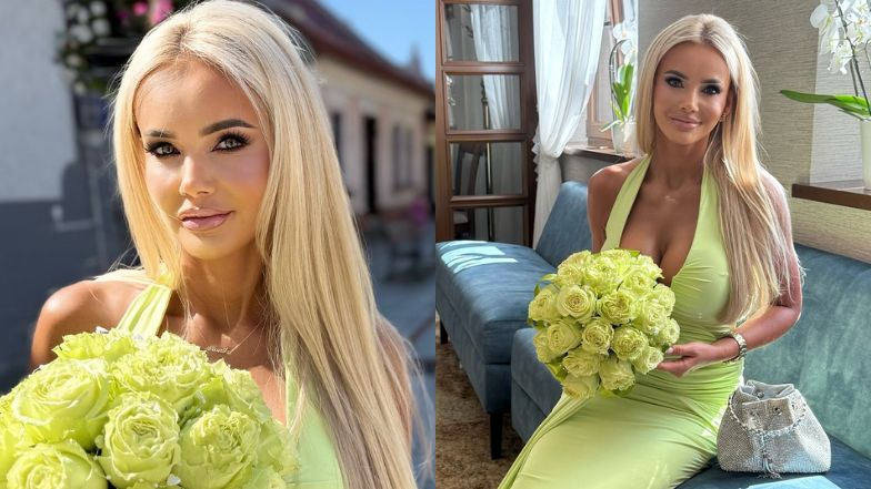 Coraz młodsza Monika Chwajoł pochwaliła się kreacją ślubną. Była "królowa życia" postawiła na odważny dekolt