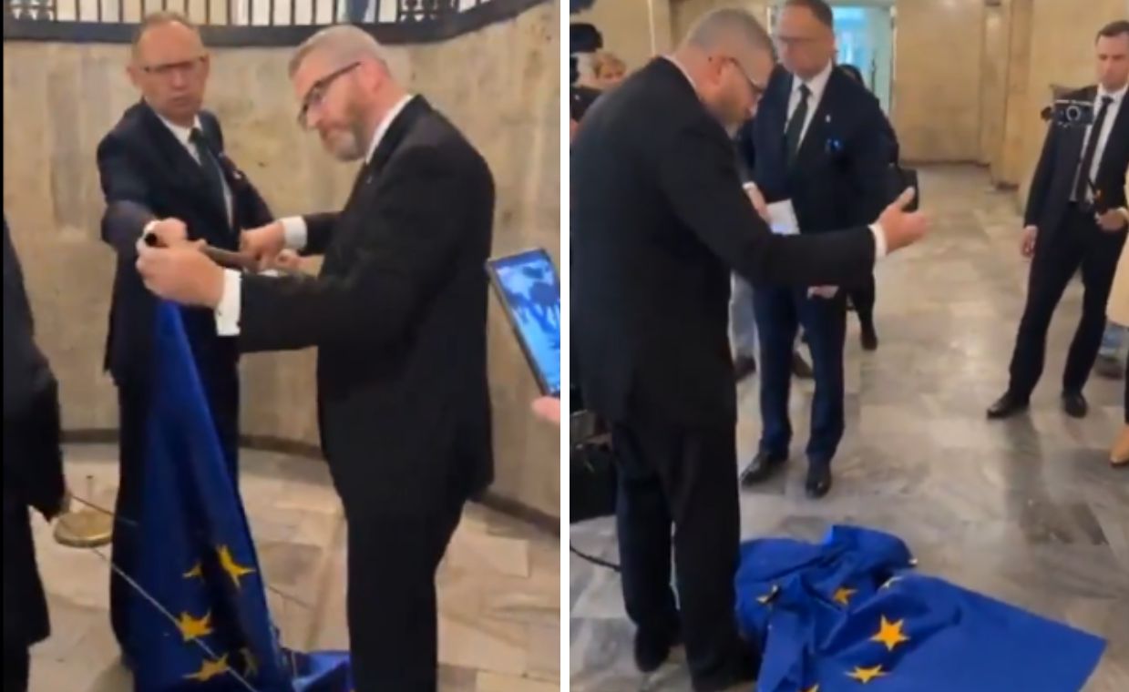Wytarł flagą buty. Do sieci trafiło nagranie z Malarzem
