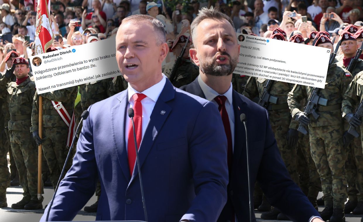 Politycy przemawiali, żołnierze stali w skwarze. Fala komentarzy