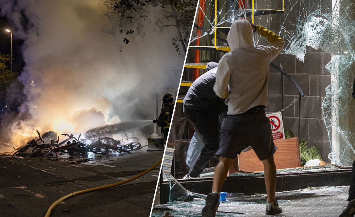 Protest studentów w Barcelonie. Plądrowanie sklepów, starcia z policją