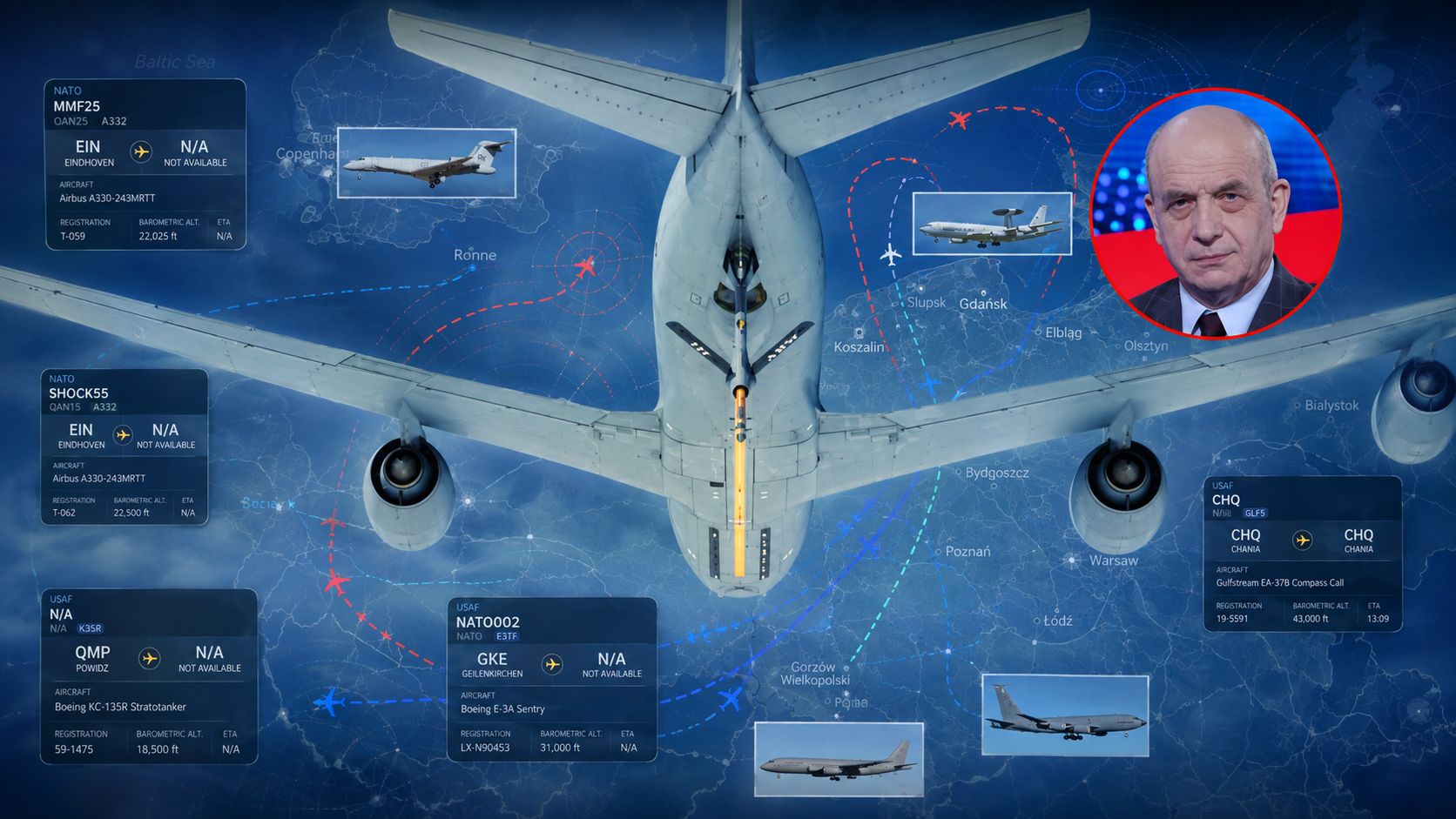 Trzy AWACS-y naraz nad Bałtykiem. NATO prześwietliło Królewiec
