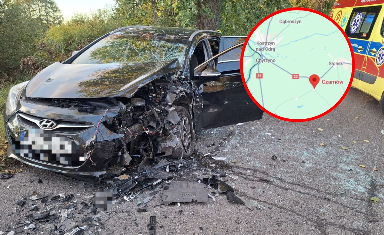 Lubuskie: Czołowe zderzenie samochodów, są ranni