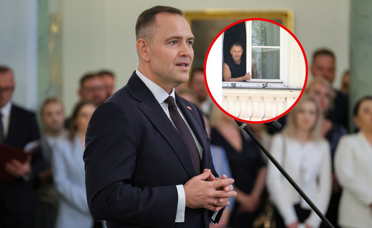 Nawrocki pokazał się w oknie Belwederu. Potem zszedł do zgromadzonych
