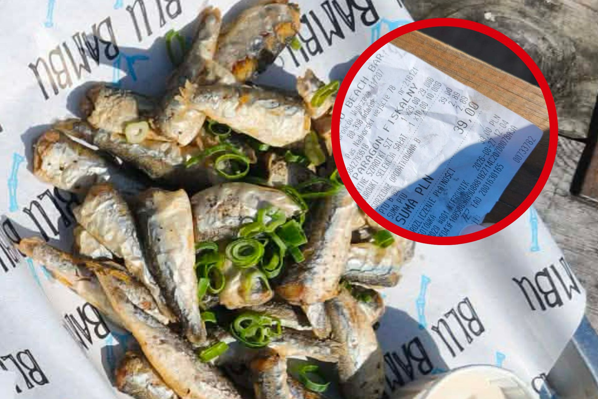 39 zł za rybę ze świeżą sałatką na plaży. Taki paragon dostała w Gdańsku