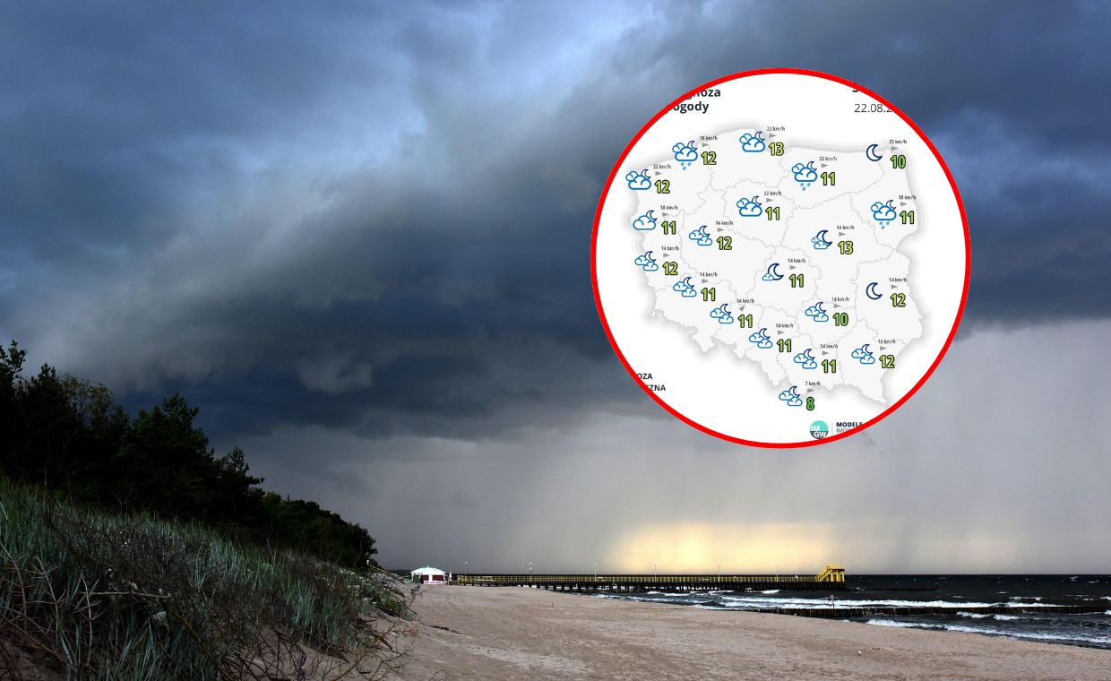 Chłodna noc na południu. Nad morzem burze i silny wiatr