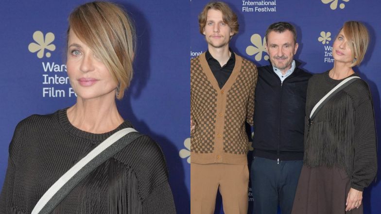 Aneta Kręglicka wpadła z 24-letnim SYNEM na premierę nowego filmu swojego męża