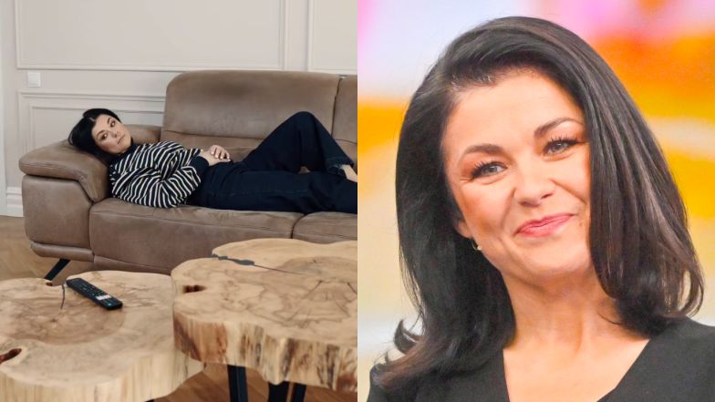 Katarzyna Cichopek wygina się na kanapie i prezentuje wnętrza nowej willi