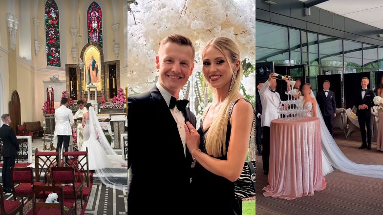 Rafał Mroczek z żoną Magdaleną bawią się na kolejnym weselu. Ukochana aktora zaprezentowała się w CZARNEJ stylizacji