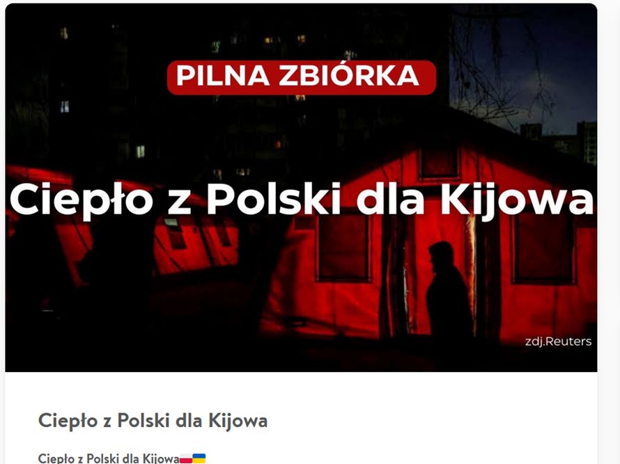 Wielka zbiórka "Ciepło z Polski dla Kijowa". Pomagają dziennikarze i eksperci