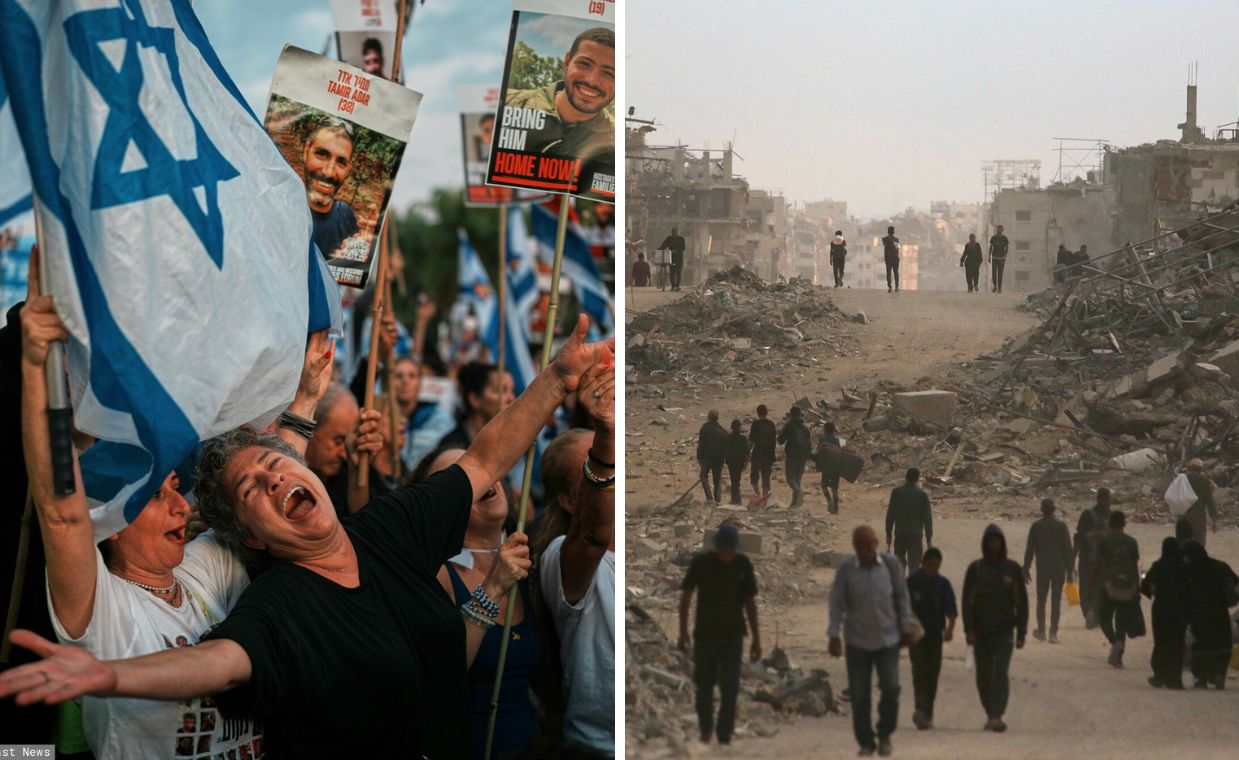 Izraelczycy świętują, Palestyńczycy wracają do ruin