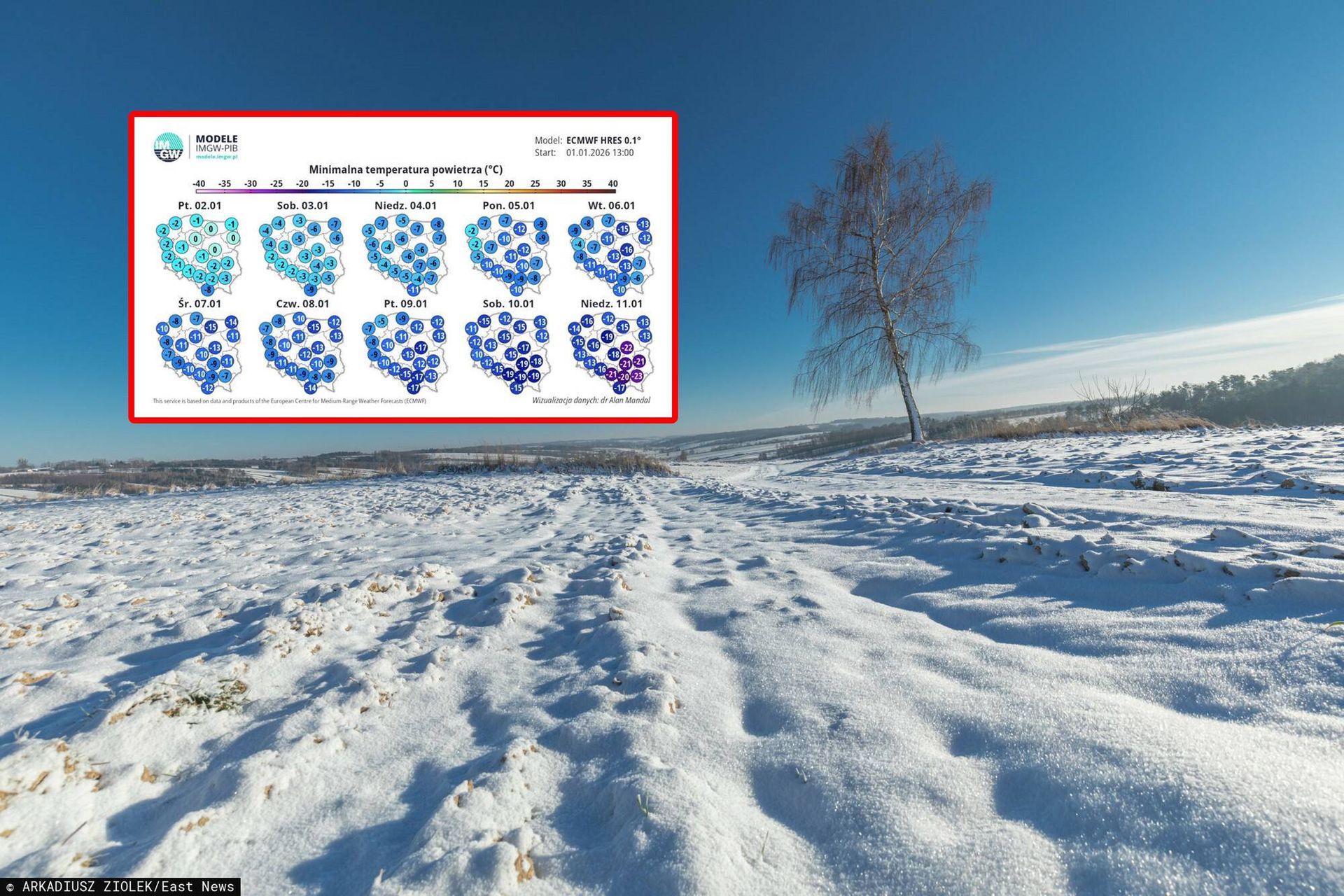 Nowe mapy pogodowe na 10 dni. Arktyczne mrozy w Polsce. choćby -23 stopnie