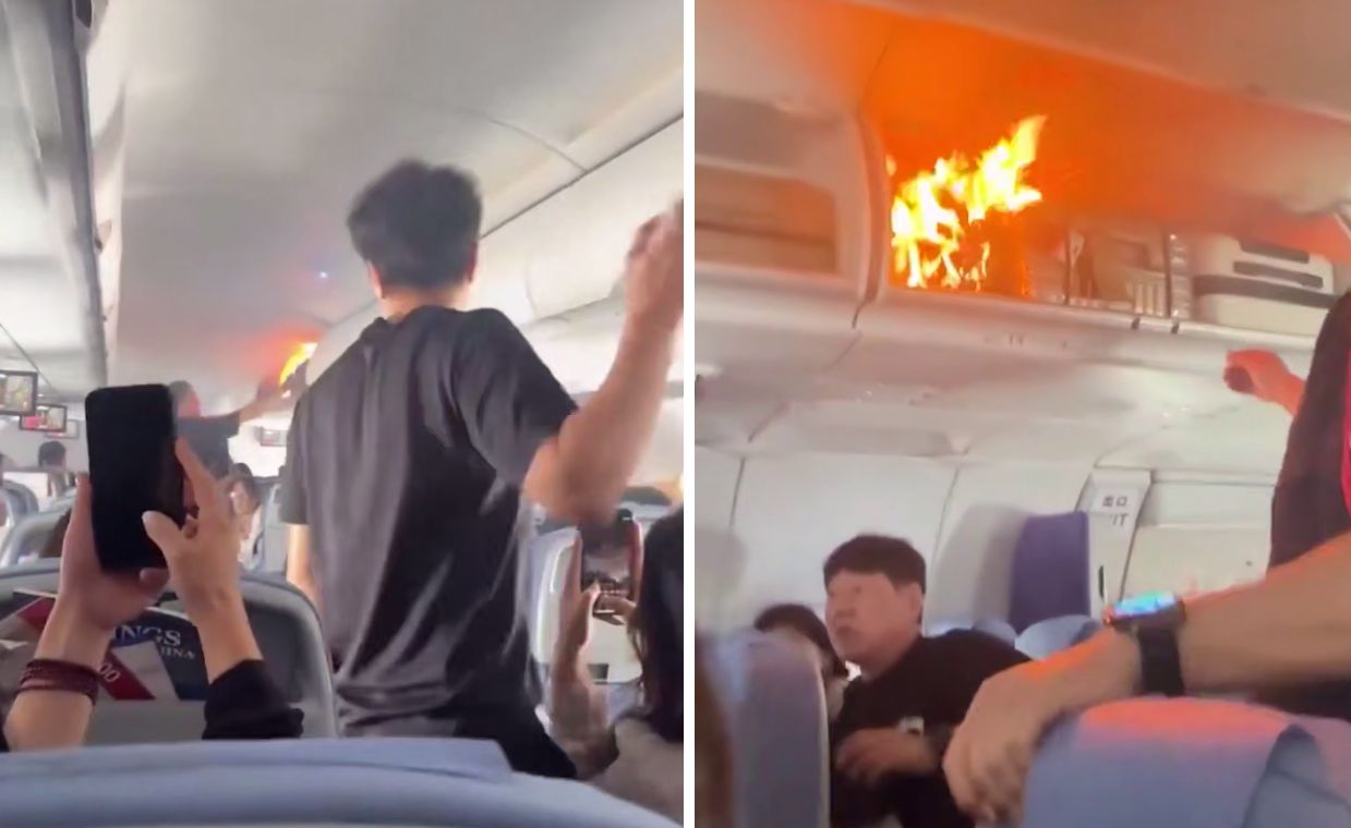 Pożar na pokładzie samolotu. Na nagraniu widać reakcję pasażerów