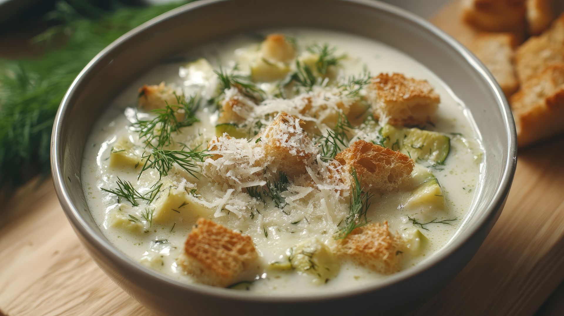 Zrób ze mną na obiad błyskawiczną zupę z grzankami. Główny składnik to młode, sezonowe warzywo