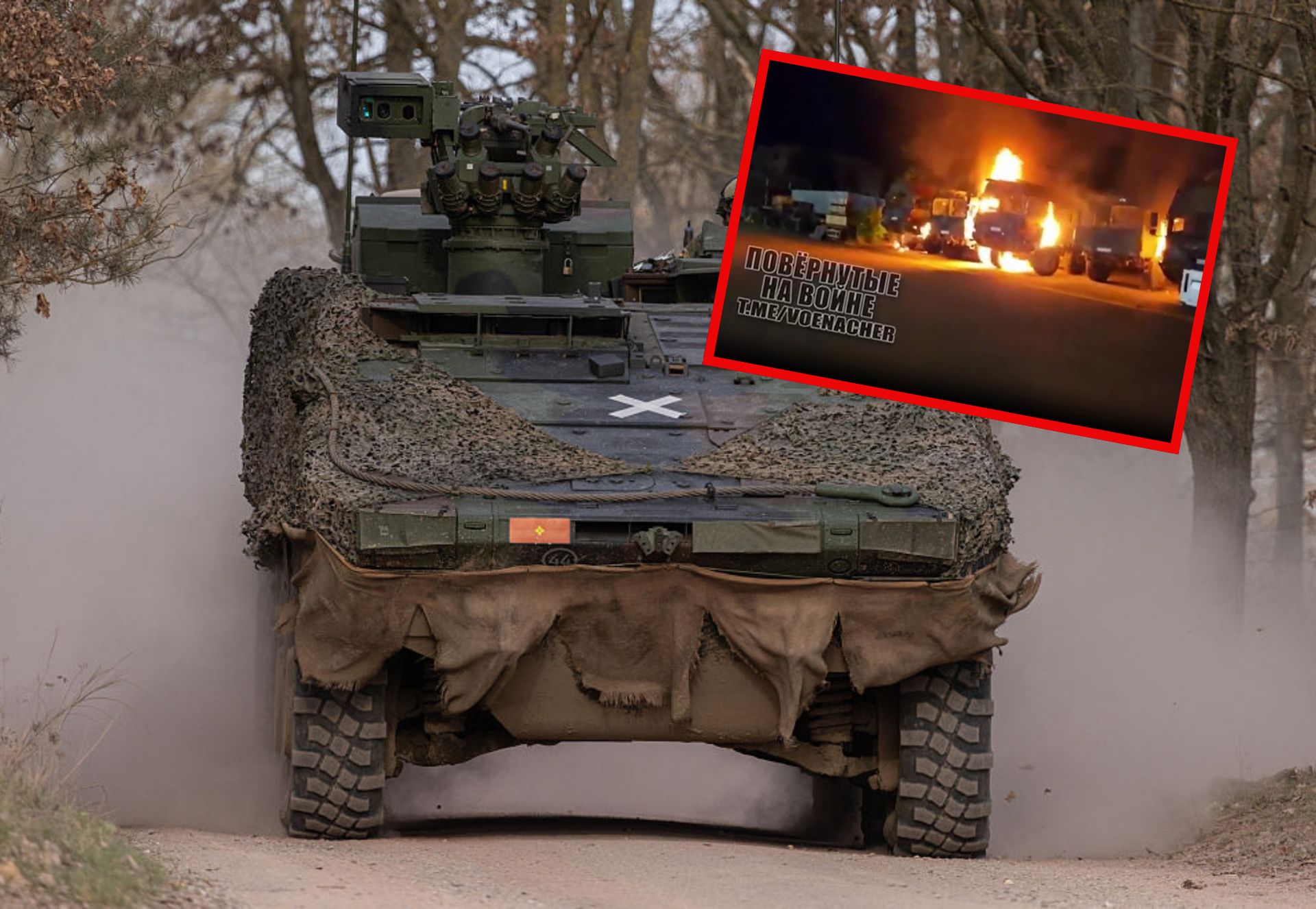 Podejrzany pożar ciężarówek Bundeswehry. Rosjanie publikują nagrania