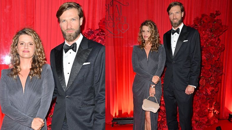 Zofia Zborowska w sukni z rozcięciem i elegancki Andrzej Wrona brylują na balu charytatywnym