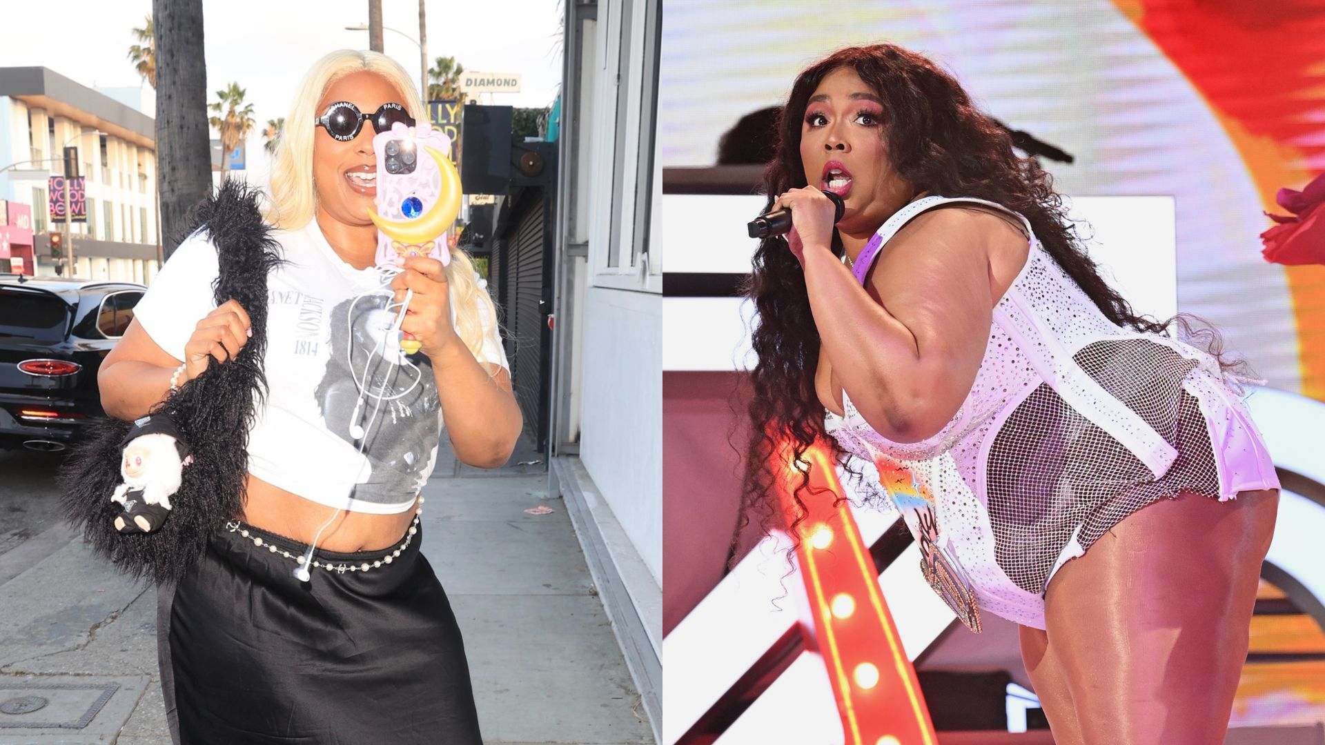 Odchudzona Lizzo szwenda się po West Hollywood w topie z wizerunkiem Janet Jackson. Poznalibyście, iż to ona?