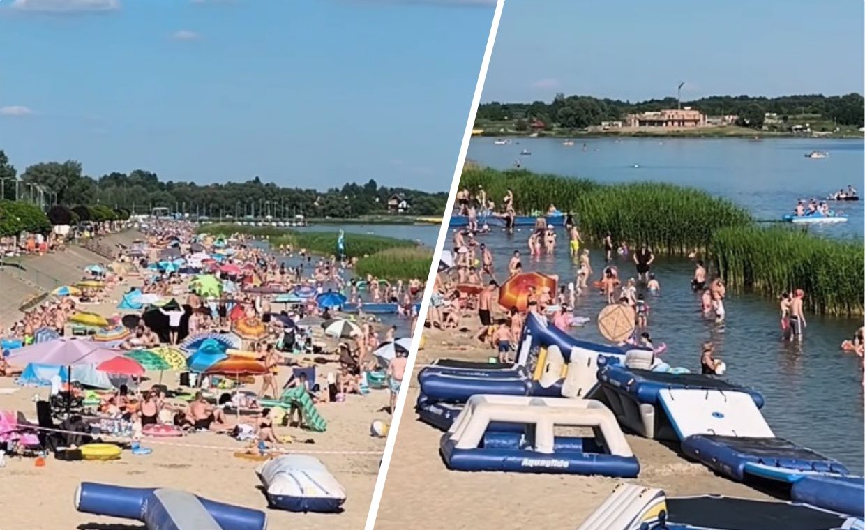 Tłumy wyległy na plażę. Zobacz, co dzieje się nad jeziorem