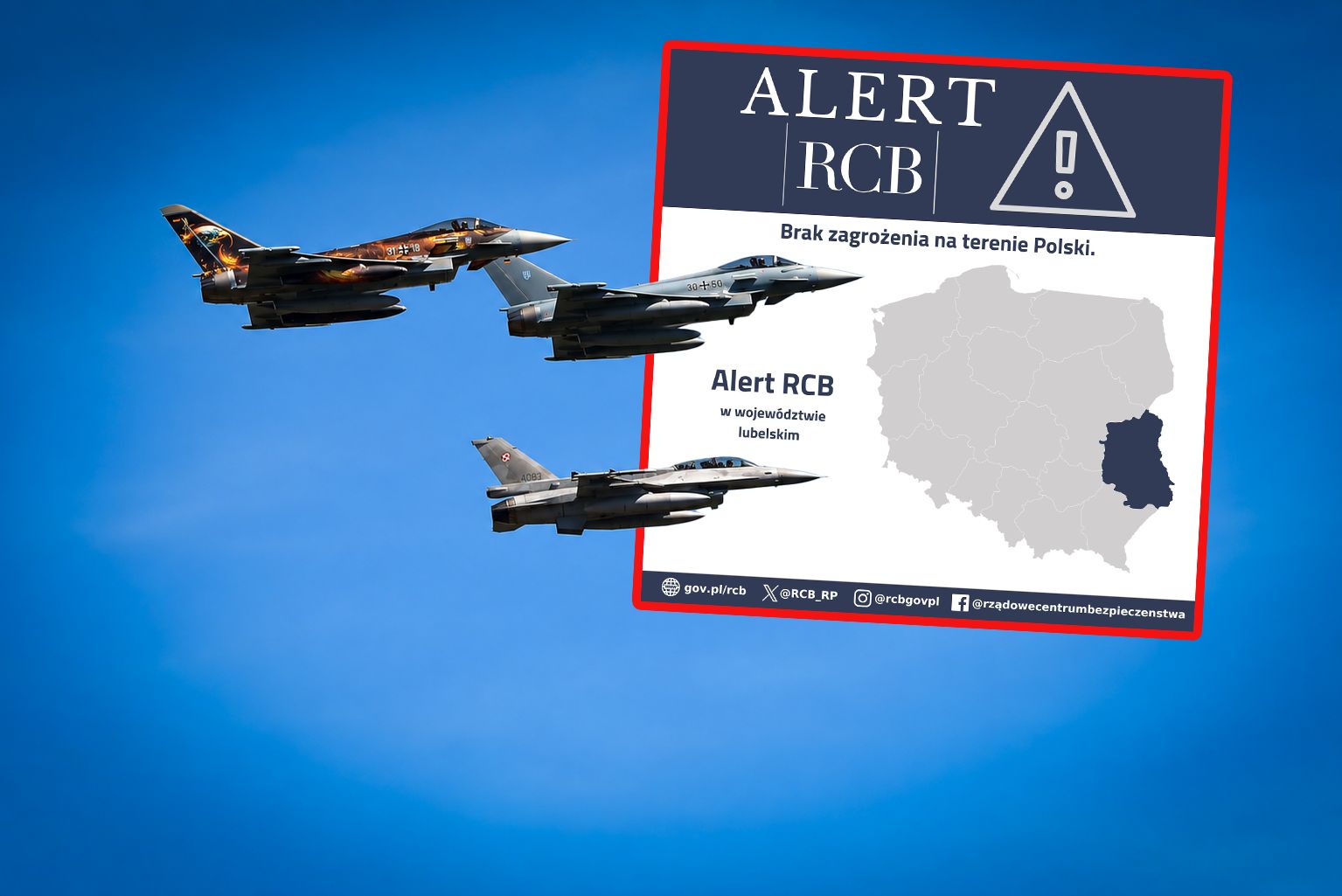 Poderwano polskie myśliwce. Pilny alert RCB dla woj. lubelskiego