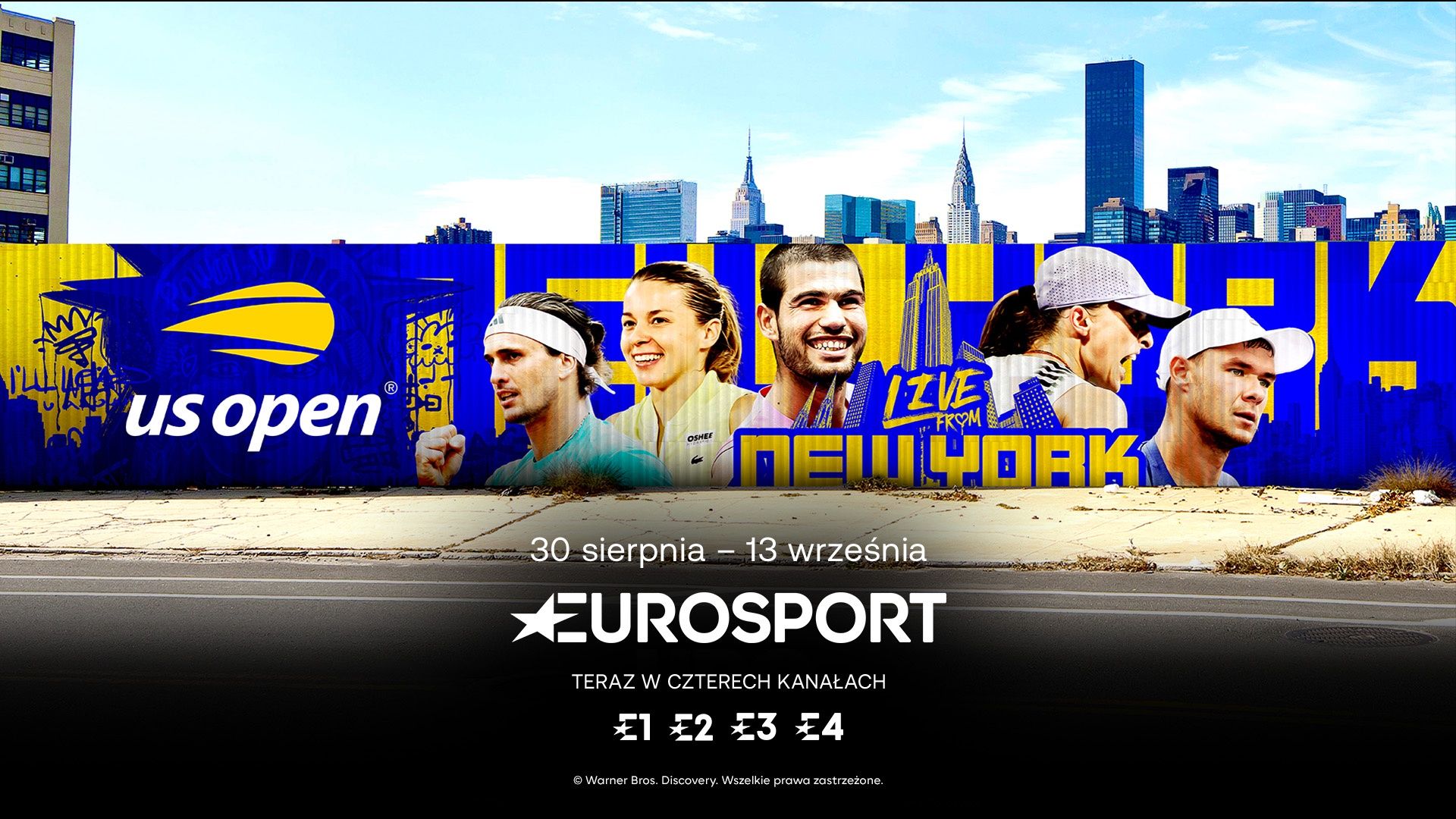 Turniej US Open w czterech kanałach Eurosportu i w streamingu