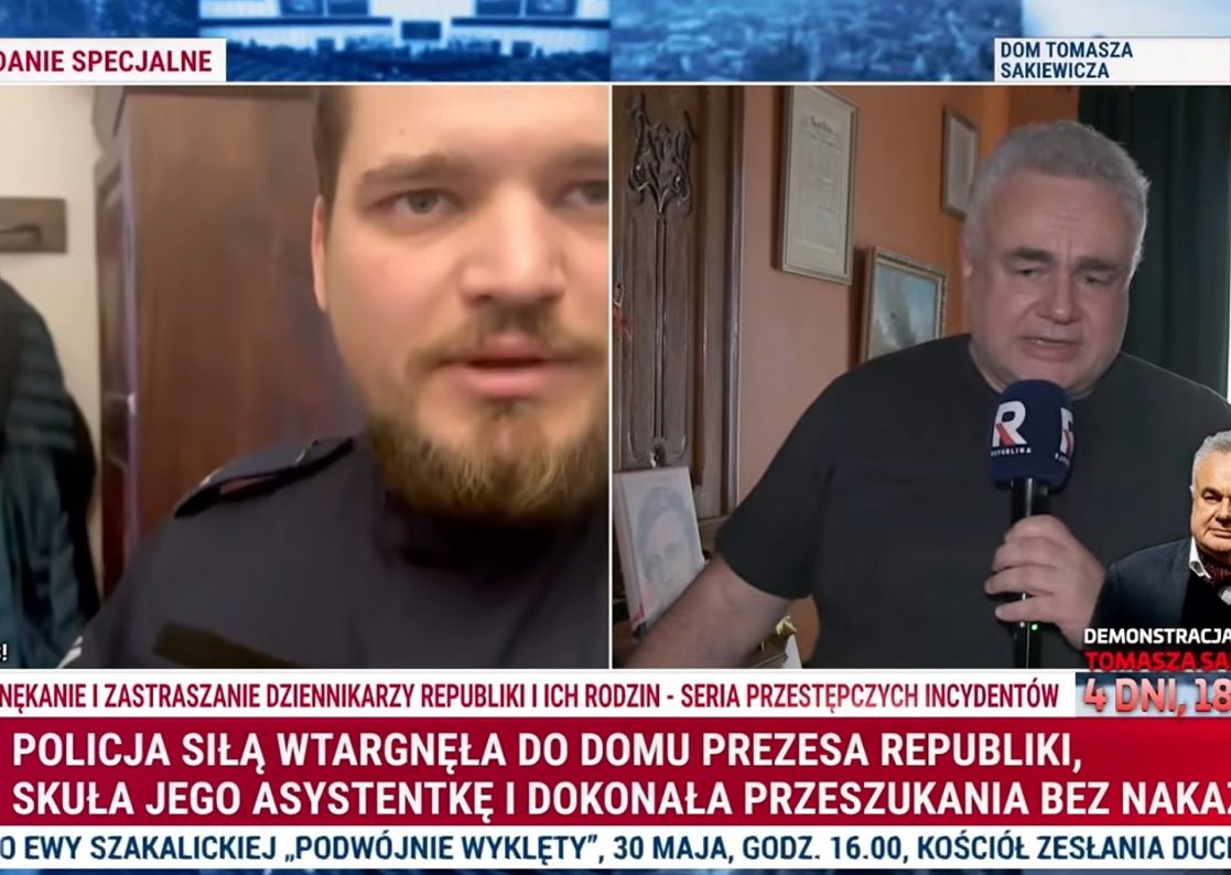 Policja tłumaczy interwencję u Sakiewicza. Opublikowano nagranie