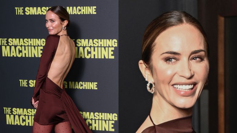 Emily Blunt eksponuje NAGIE plecy w bordowej mini na londyńskiej premierze. Udana stylizacja?