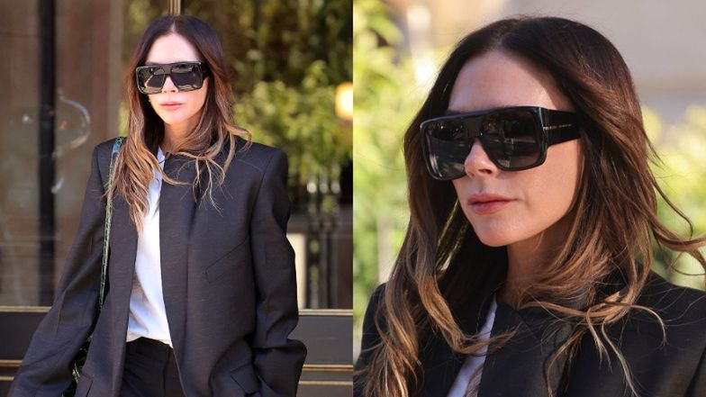 Wygładzona Victoria Beckham wyłania się z paryskiego hotelu. Klasa?