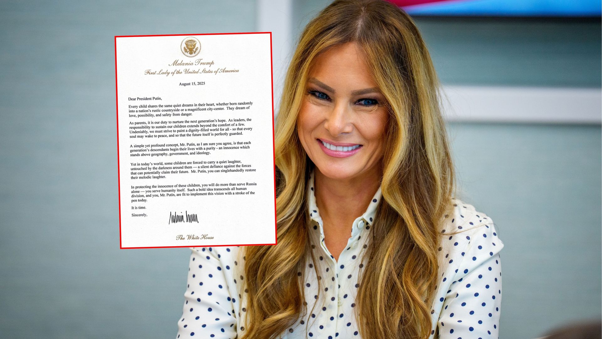 "Nadszedł czas". Media ujawniają treść listu od Melanii Trump do Putina