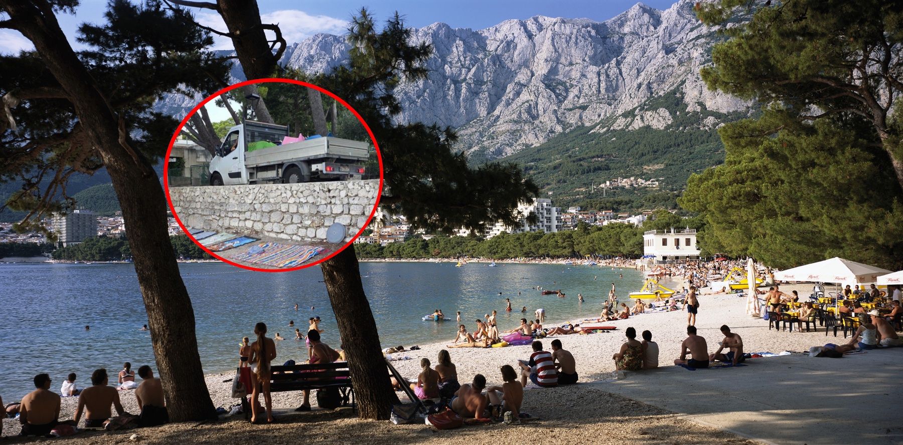 Akcja w Chorwacji. Zabierają ręczniki z plaży. Załadowali całe auto