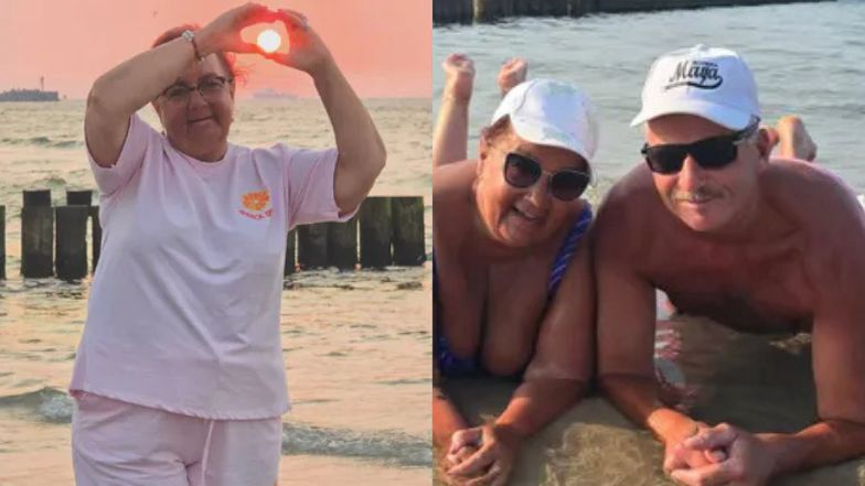 64-letnia Izabela Zeiske razem z mężem BRODZĄ w Bałtyku