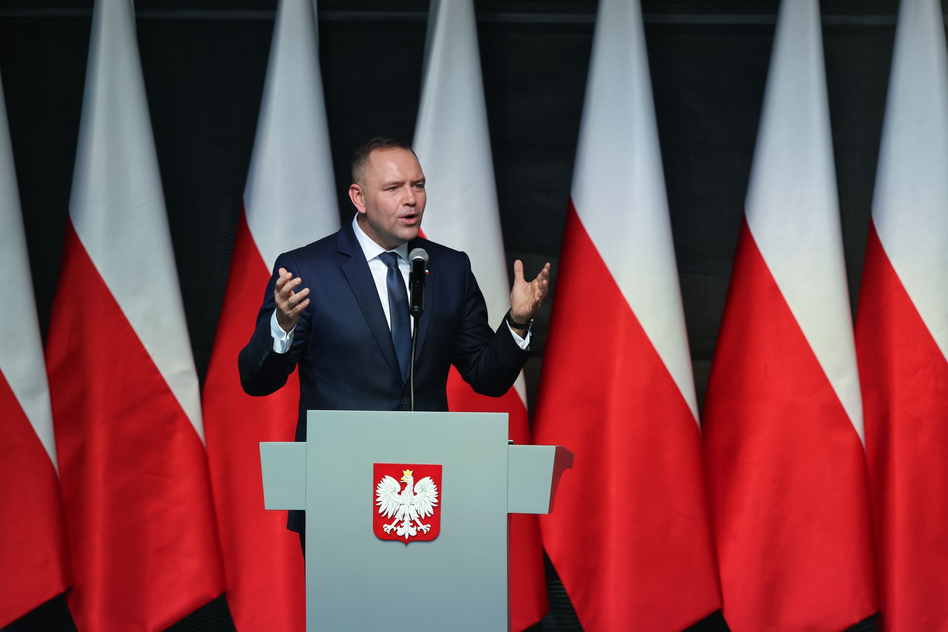 Reparacje od Niemiec. Nawrocki wystąpił w Wieluniu