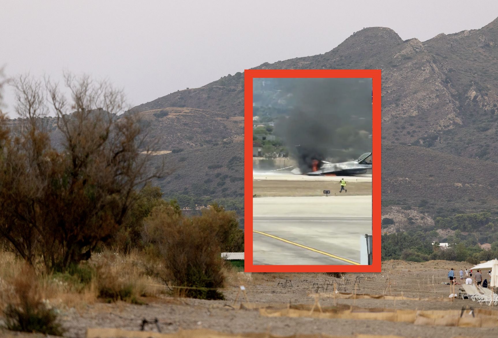 F-16 w płomieniach w Grecji. Awaryjne lądowanie na Zakynthos