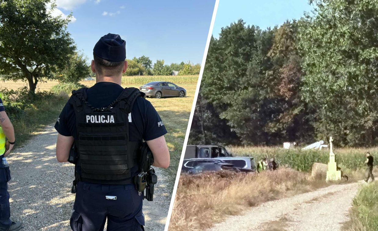 To tu padł nieznany obiekt w Osinach. Teren obstawiony przez służby