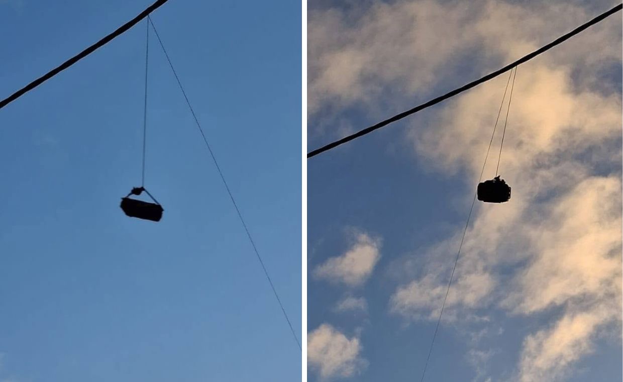 Balon ze skrzynkami na liniach energetycznych. Oto co w nich było