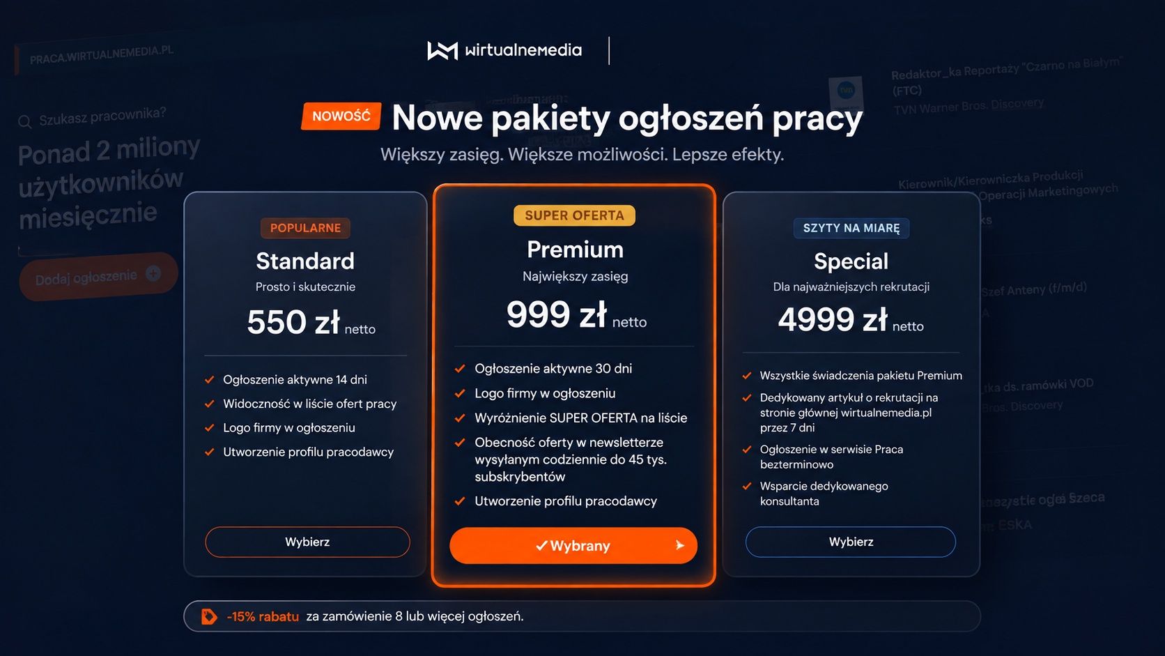 Wirtualnemedia.pl uruchamiają nowy moduł ogłoszeń o pracę