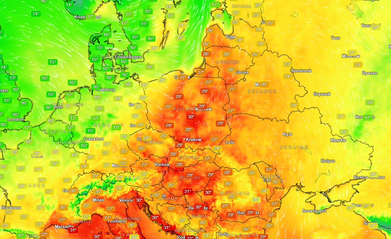 Gdzie jest upał? Interaktywne mapy w internecie