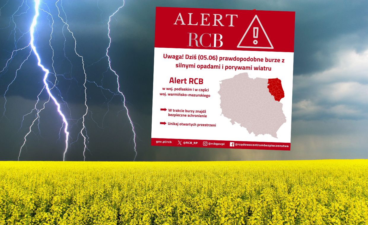 "Znajdź bezpieczne schronienie". Pilny alert RCB dla dwóch województw
