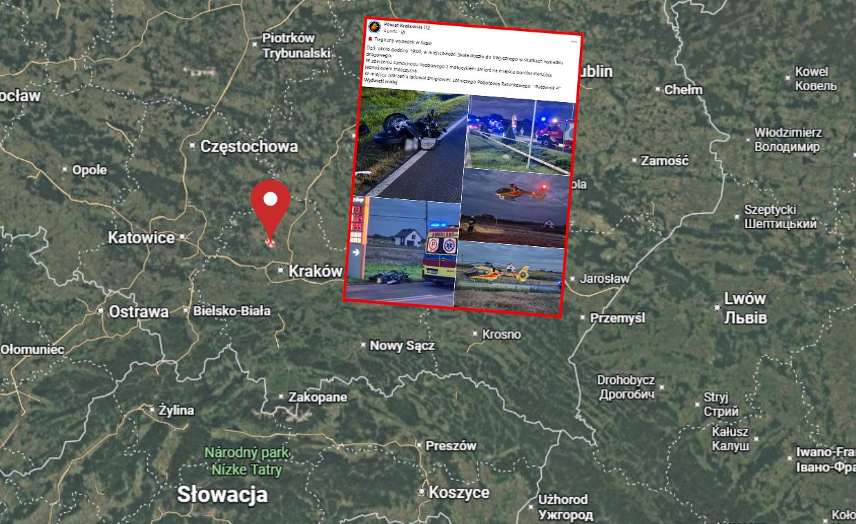 Tragedia pod Krakowem. W zderzeniu z autem zginął motocyklista