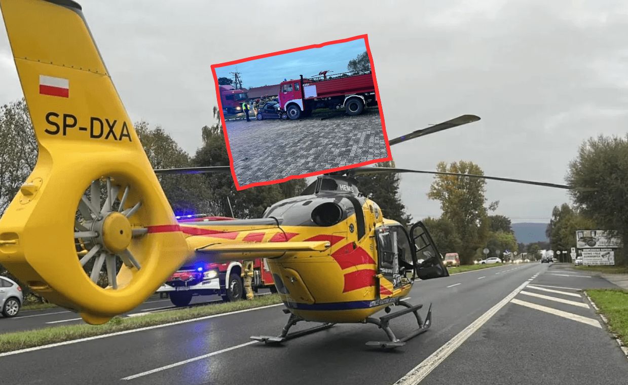 Poważny wypadek na Śląsku. Kierowca uderzył w wóz strażacki