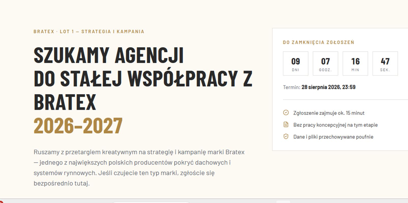 Bratex szuka agencji inaczej. Specjalna strona i CRM