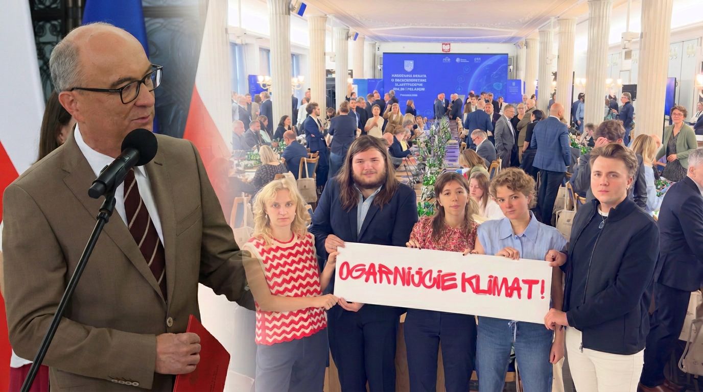 Protest aktywistów na konferencji Czarzastego. "Ogarnijcie klimat"