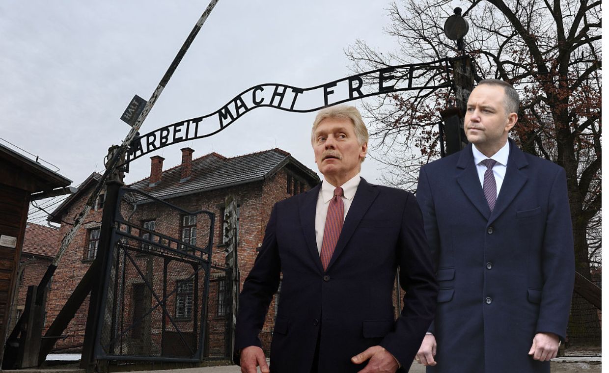 Słowa Nawrockiego z Auschwitz dotarły na Kreml. "Własna wizja historii"