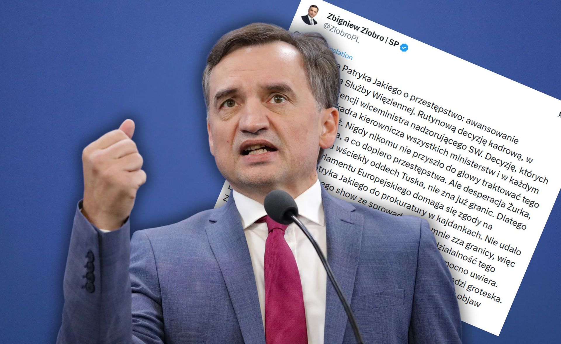 "Wściekły oddech Tuska". Ziobro uderza w rząd