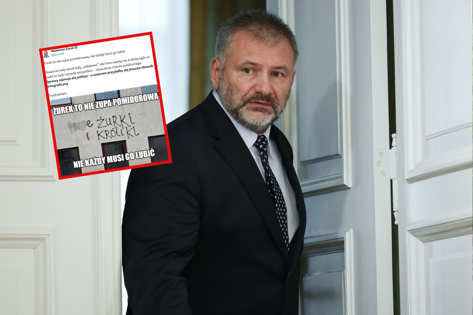 Wulgarne napisy na ścianie sądu pod adresem Żurka. Reakcja policji