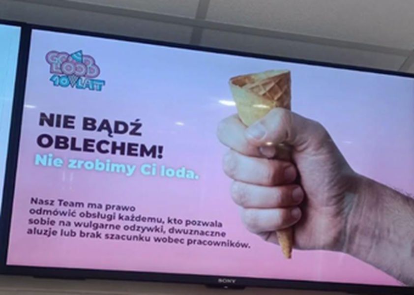 Lodziarnie mówią klientom: "Nie bądź oblechem". Reklamy przeciw aluzjom seksualnym