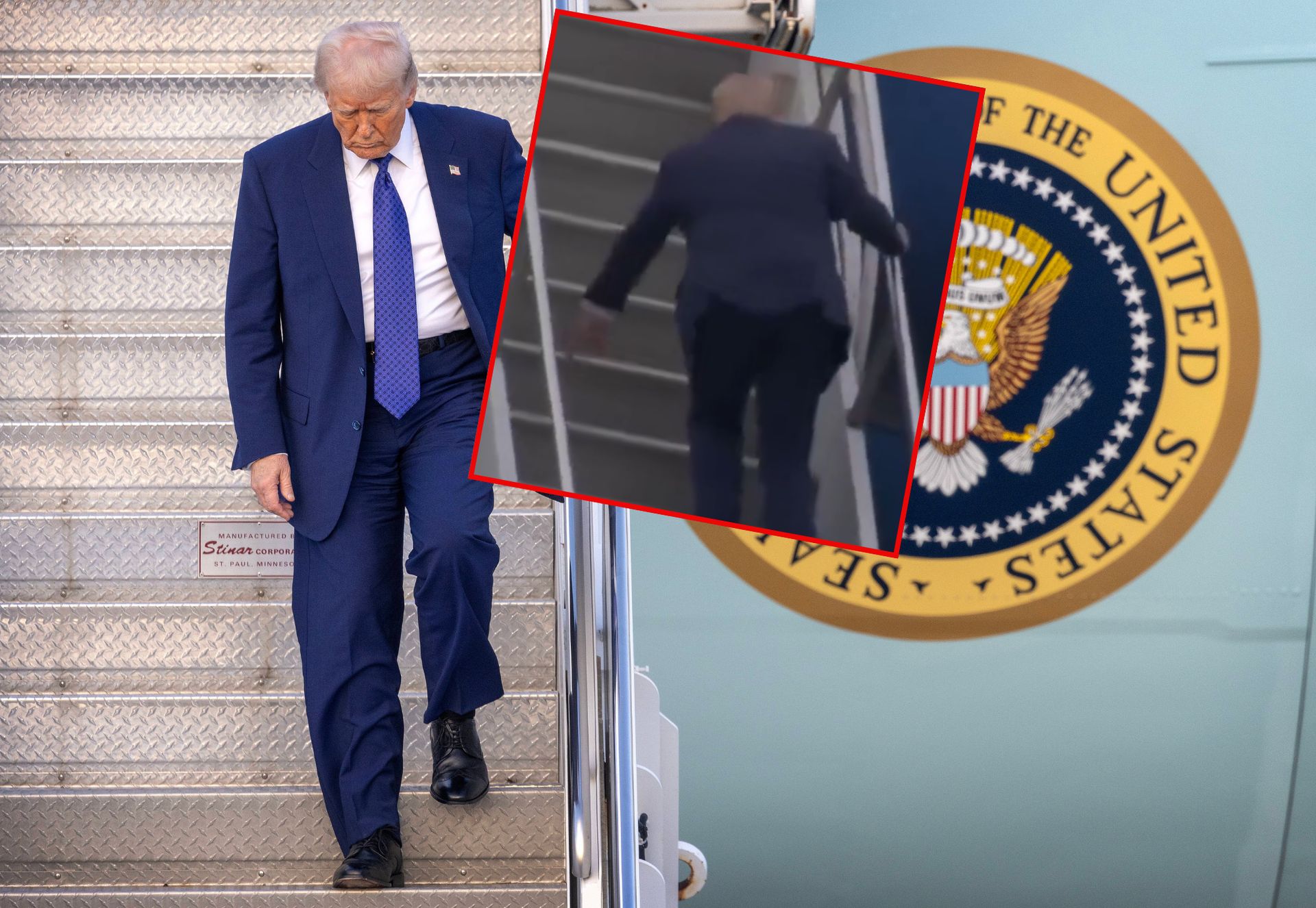 Deja vu. Donald Trump potyka się na schodach Air Force One