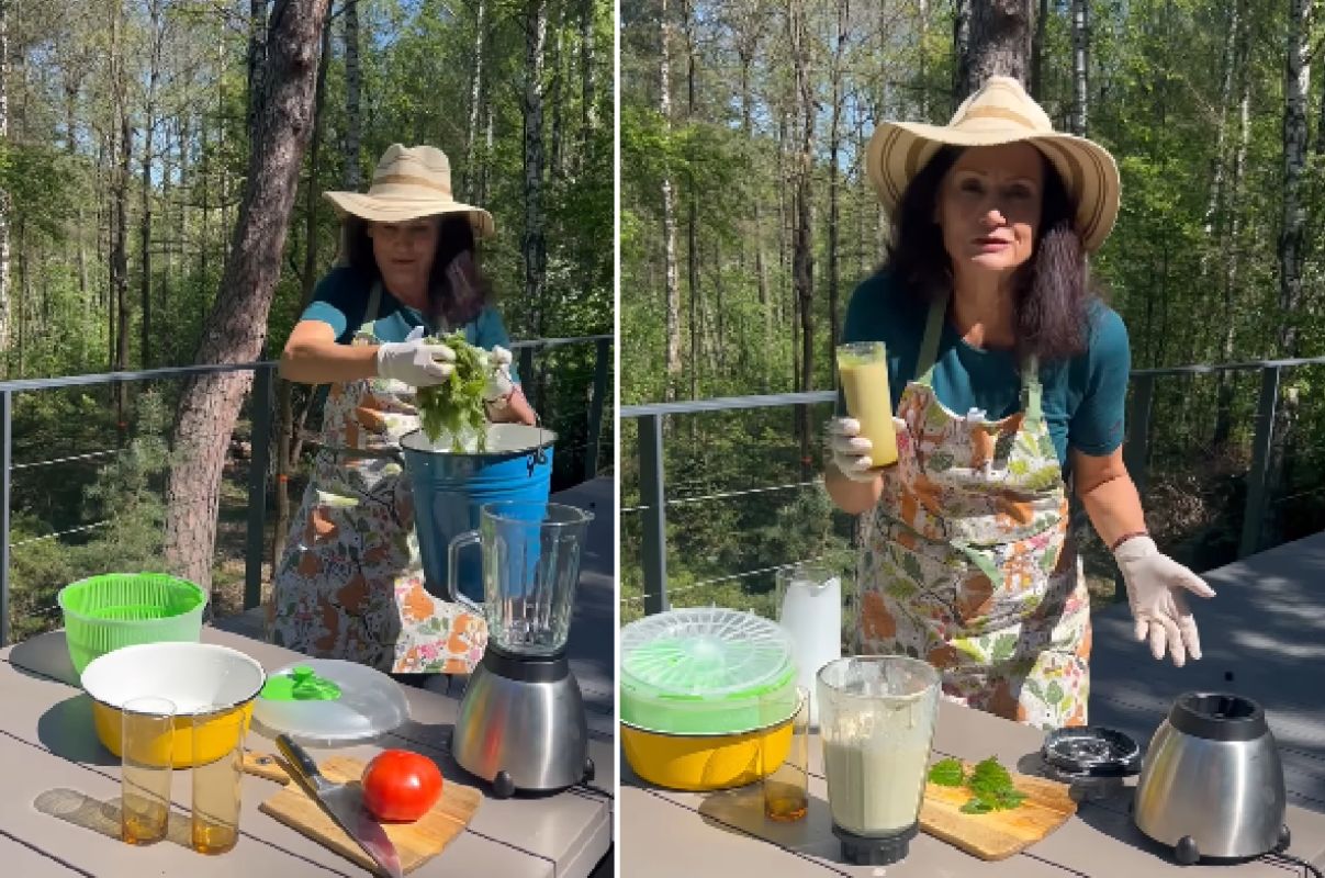 "Nie bójcie się, iż szczypie". Aktorka robi koktajl z rośliną, którą inni uważają za chwast