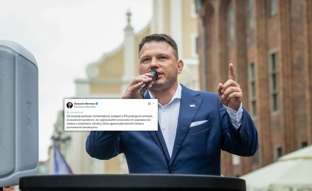 "Sługi narodu ukraińskiego". Mentzen atakuje PiS
