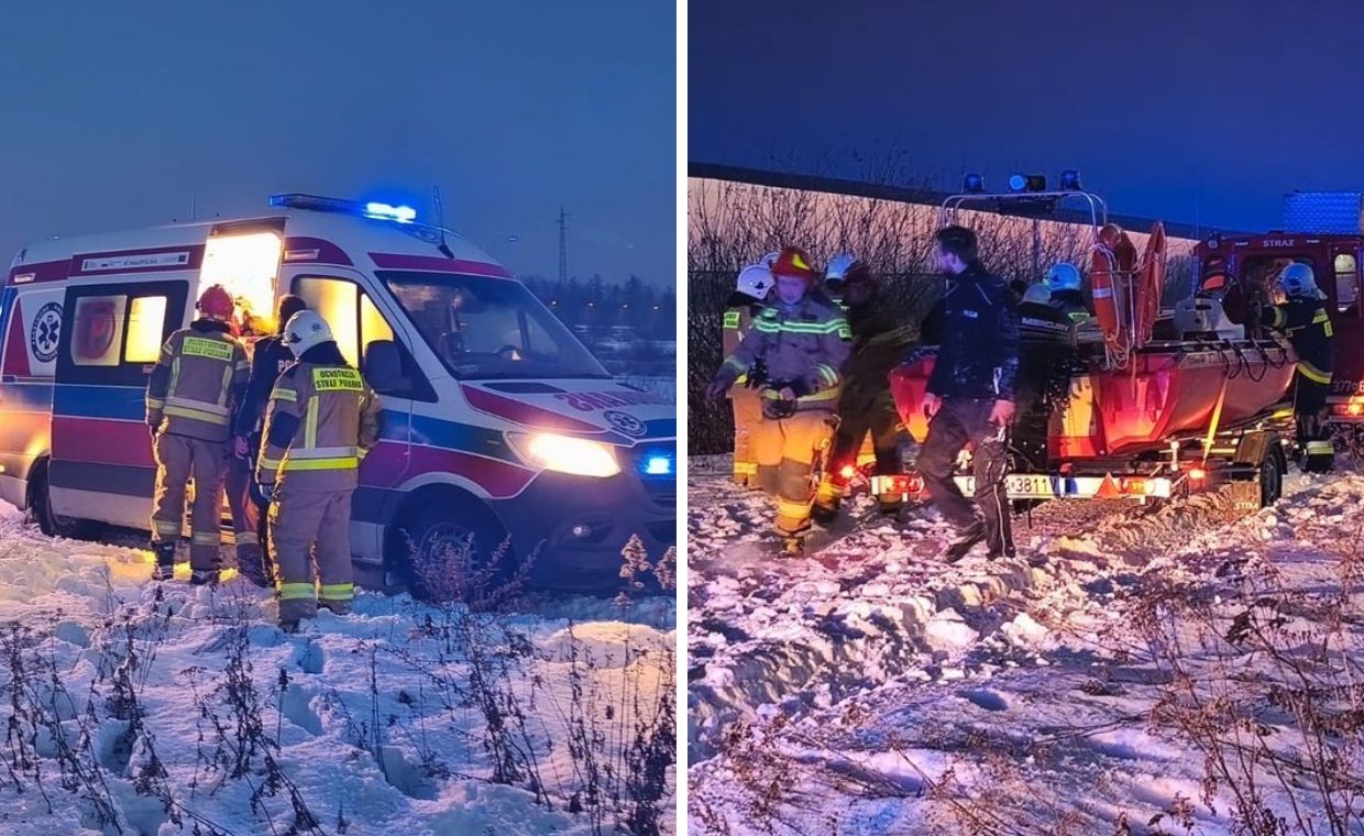 Kobieta weszła z psem na lód. Wpadła do lodowatej wody