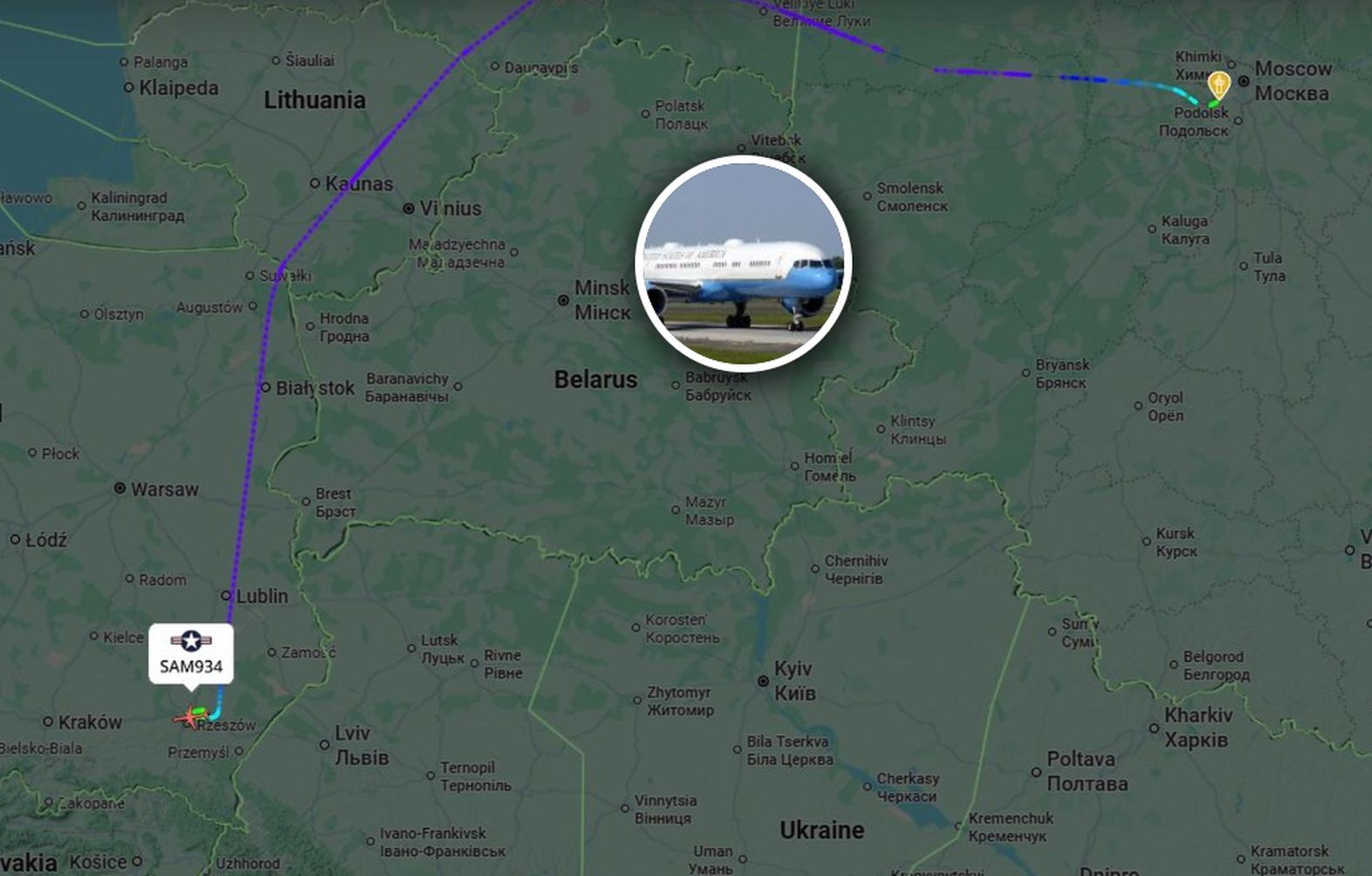 Z Moskwy prosto do Rzeszowa. Było widać go na radarach